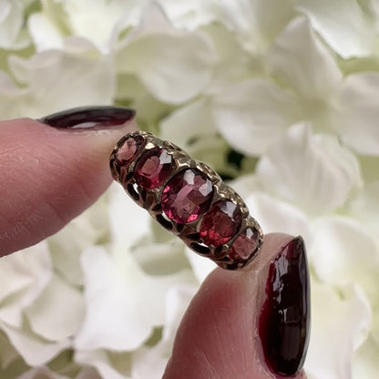 Ophelia Edwardian Antique 9ct Gold Garnet Ring