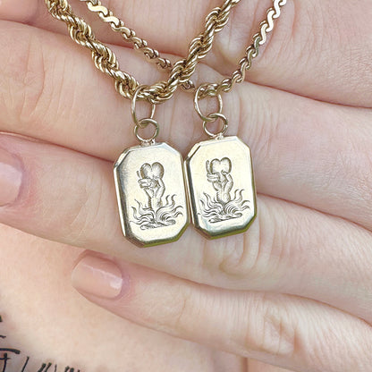 hand engraved 9ct gold pendant strength