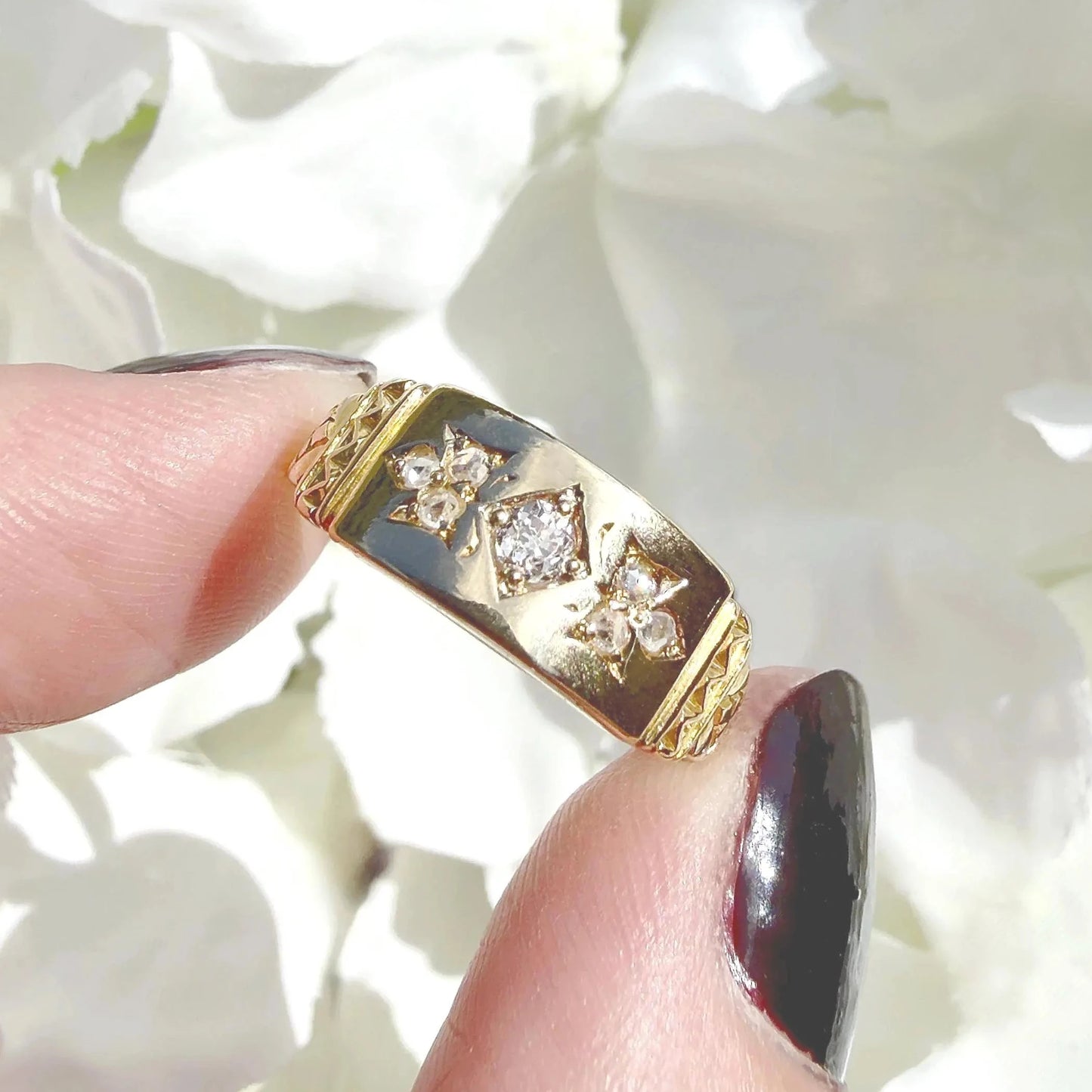 victorian diamond ring three leaf clover