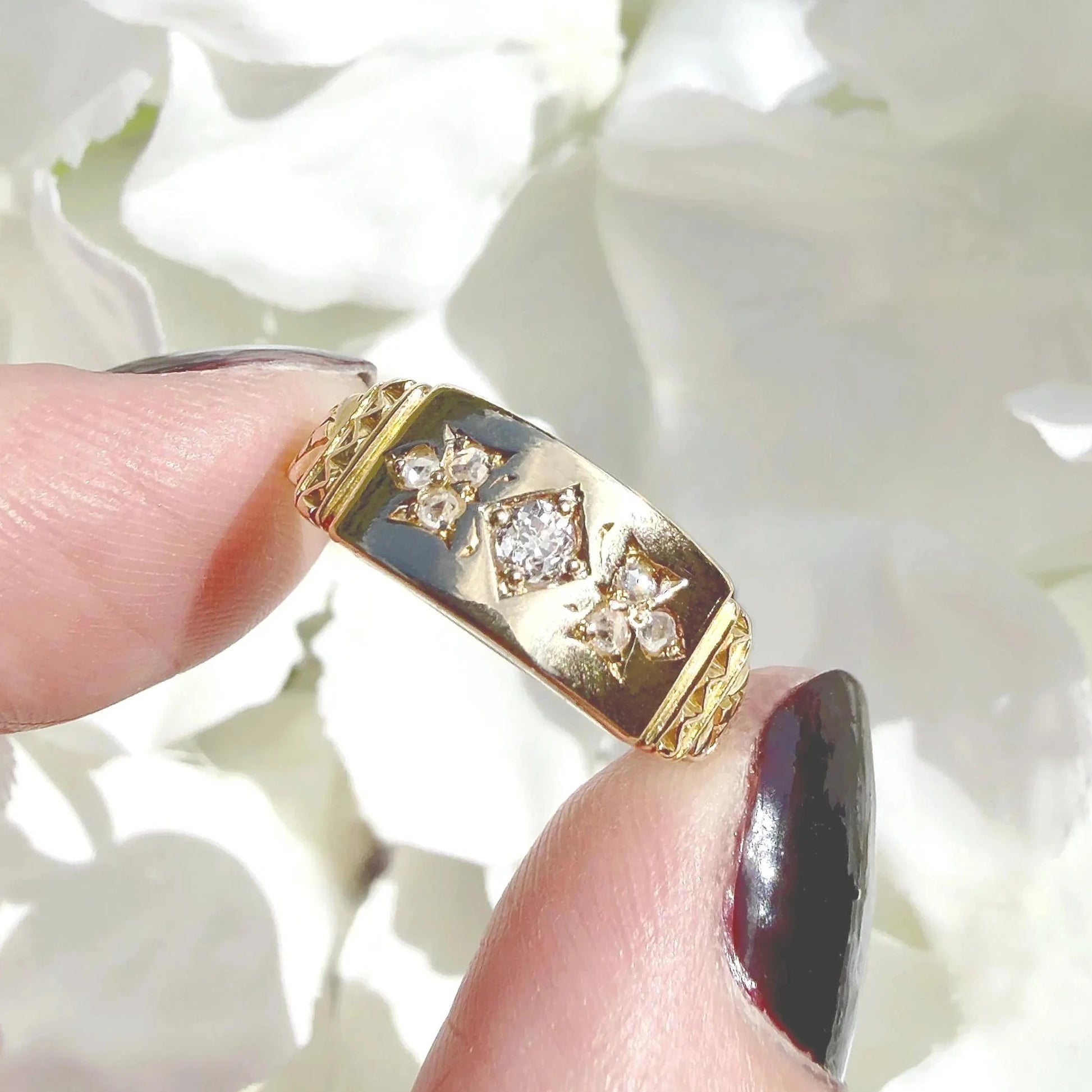 victorian diamond ring three leaf clover
