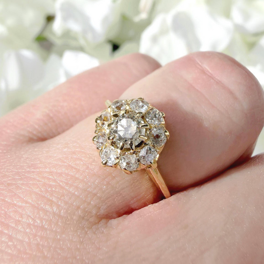 Celine 18k Old Mine Cut Diamond Victorian Engagement Ring