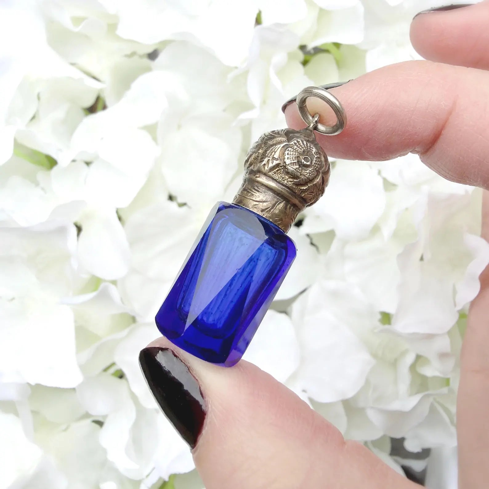 victorian silver on gold perfume bottle pendant rare