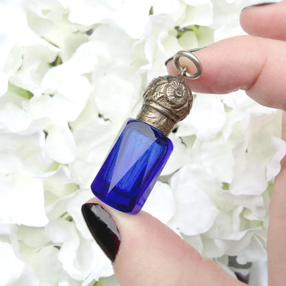 victorian silver on gold perfume bottle pendant rare