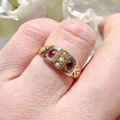 antique ruby gypsy ring 18ct gold victorian