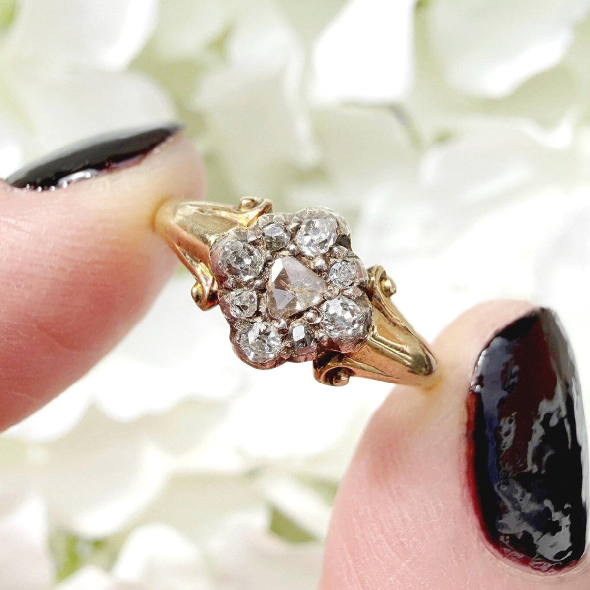 antique champagne diamond ring