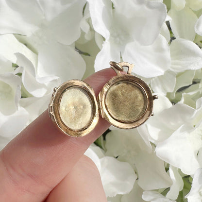 14ct gold antique estimated Victorian seed pearl circle locket pendant