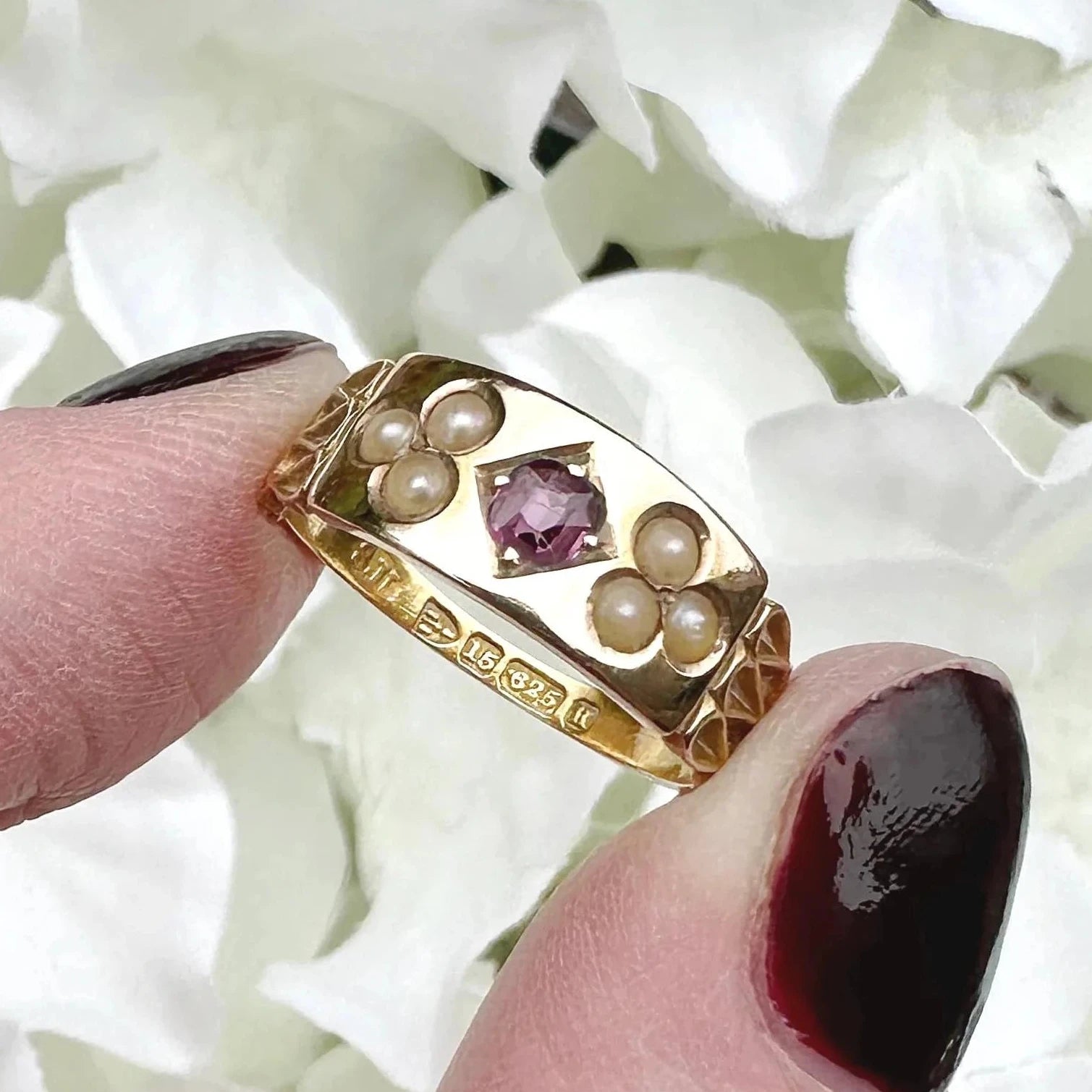 Adelaide 15k Gold Victorian Ruby Pearl Ring – Kings Avenue Antiques