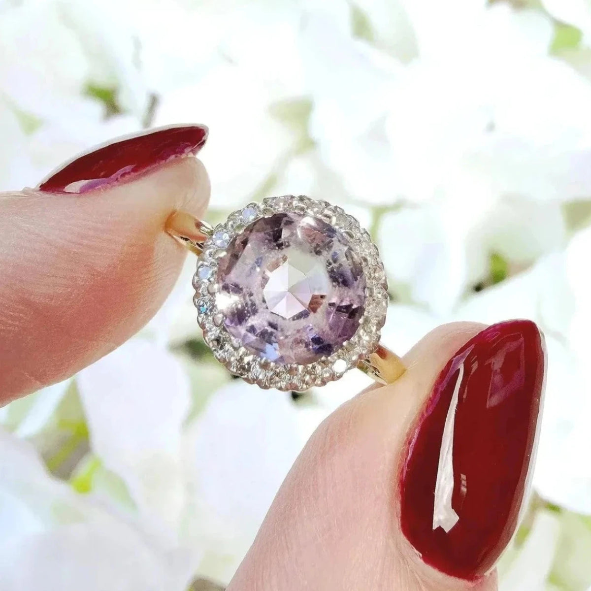 vintage amethyst halo ring