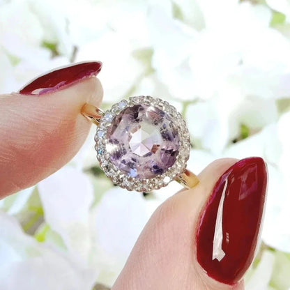 vintage amethyst halo ring